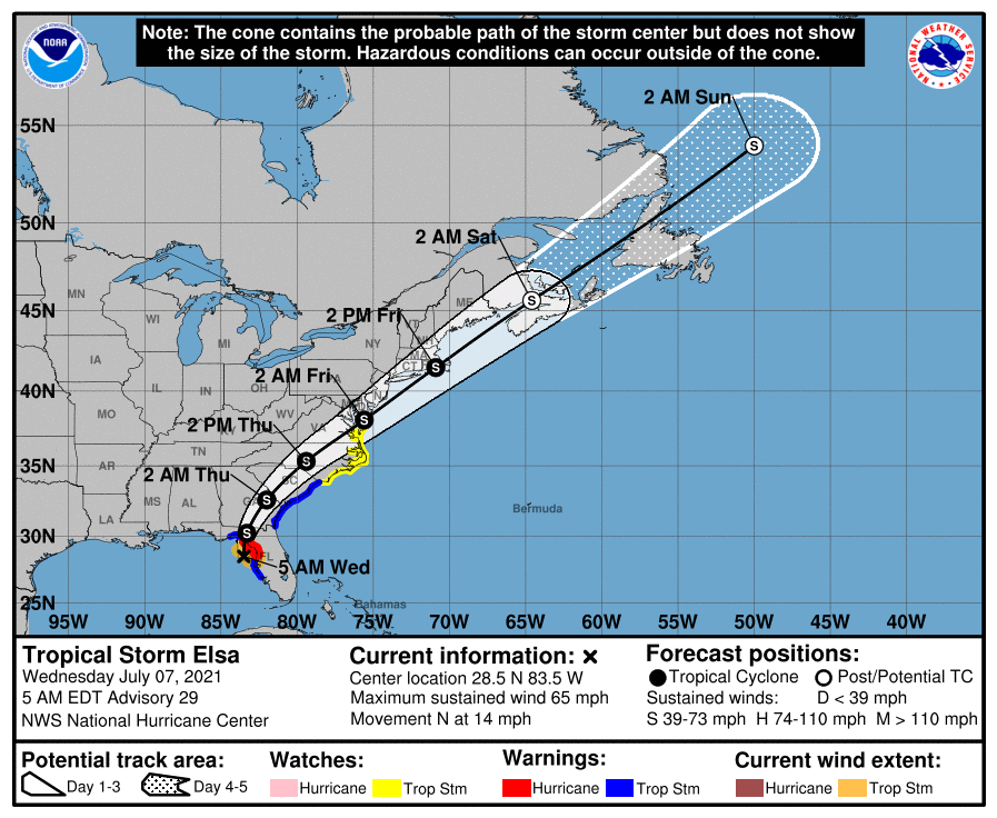 Tropical Storm Elsa nears Florida Coast, threat to entire US East Coast<div class="grid-item-metadata grid-item-metadata-1" style="padding-top:15px;"><span class="author-links"><span class="item-metadata posts-date"><i class="far fa-clock"></i>July 7th, 2021 at 11:22 AM <div style="display:inline-block;width:10px;heigth:3px;overflow:hidden;position:relative;top:4px;text-align:center;opacity:0.4;">•</div> <span style="overflow: hidden;white-space: nowrap;">2 years ago</span> <div style="display:inline-block;width:10px;heigth:3px;overflow:hidden;position:relative;top:2px;text-align:center;opacity:0.4;">|</div> <i class="far fa-comment"></i> 0</span></span></div>