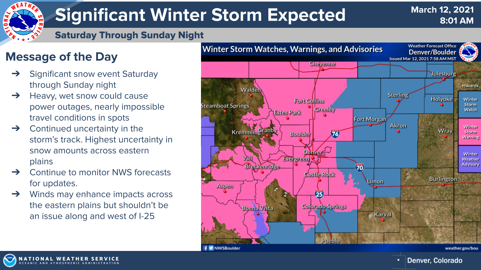 Winter Storm Warnings Issued in Southern Rockies and the Plains Ahead ...